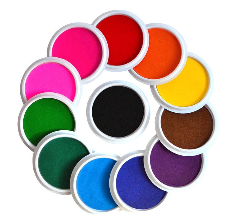 Myboree Washable Large Ink Pads for Kids Crafts Projects Rubber Stamps 12 Colors - Image 1